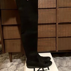 Over The Knee Black Suedette Boots Size 7.5